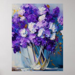 Vackra antika lila blommor poster