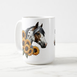Vackra Appaloosa Horse med solblommor Kaffemugg