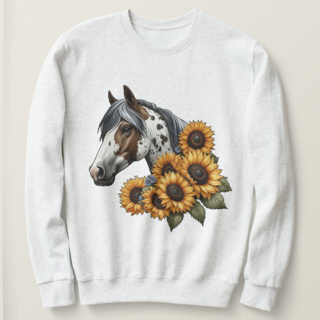 Vackra Appaloosa Horse med solblommor T Shirt (Design framsida)