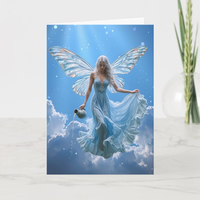 Vackra Aquarius Fairy i Clouds Kort (Framsida)