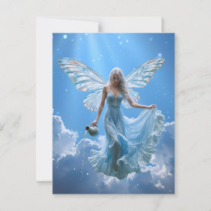 Vackra Aquarius Fairy i Clouds Vykort