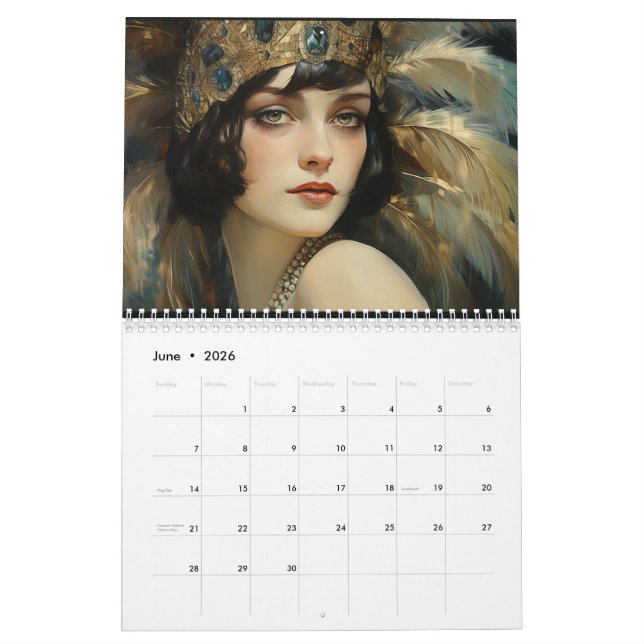 Vackra Art Deco Roaring 20's Kalender (Jun 2026)