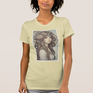 Vackra Art nouveau inspirerade porträtt av en kvin T Shirt