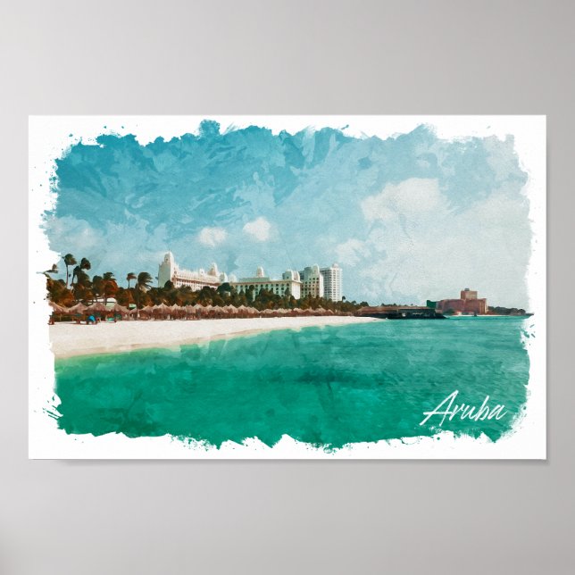 Vackra Aruba Tropical Island Travel Poster (Framsidan)
