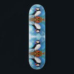 Vackra atlantisk pingvinmålning präglad  mini skateboard bräda 18,5 cm<br><div class="desc">Vackert atlantiskt puffin-fågelfärgat målning av konstgjord konst vattenfärgad bläckfisk</div>