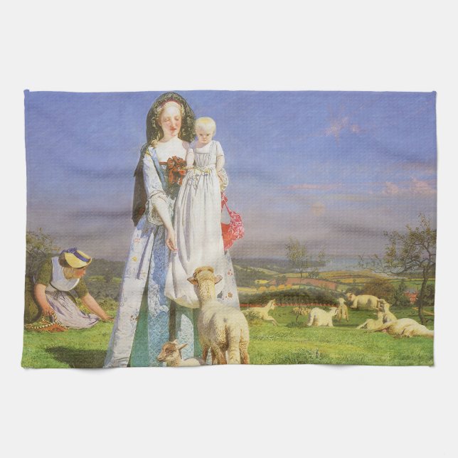 Vackra Baa-lämmer av Ford Madox Brown Kökshandduk (Horisontell)