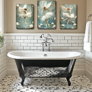 Vackra Ballerina Fairy Lily Pond White Flowers Poster