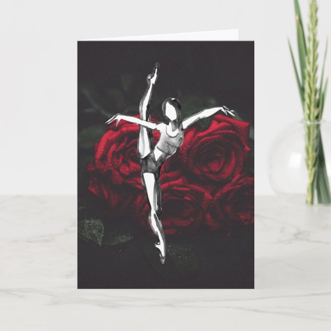 Vackra Ballerina och Rosor Ballet födelsedagen Helgkort (Framsida)
