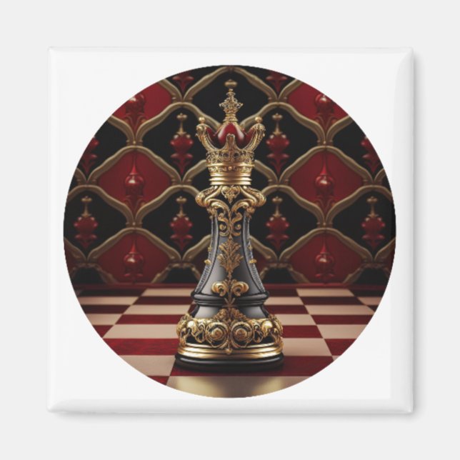Vackra Baroque Styled Chess Biet - drottningen Magnet (Framsidan)