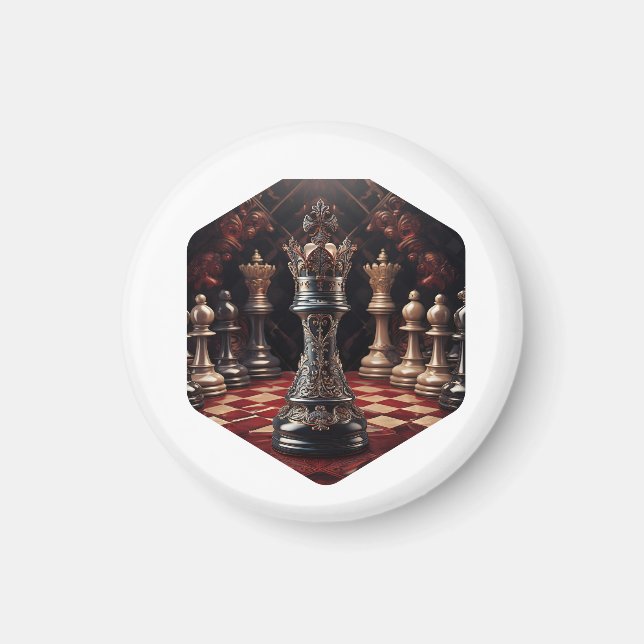 Vackra Baroque Styled Chess Biet - drottningen Magnet (Framsidan)