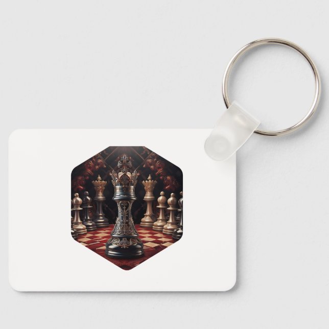 Vackra Baroque Styled Chess Biet - drottningen Nyckelring (Framsida)