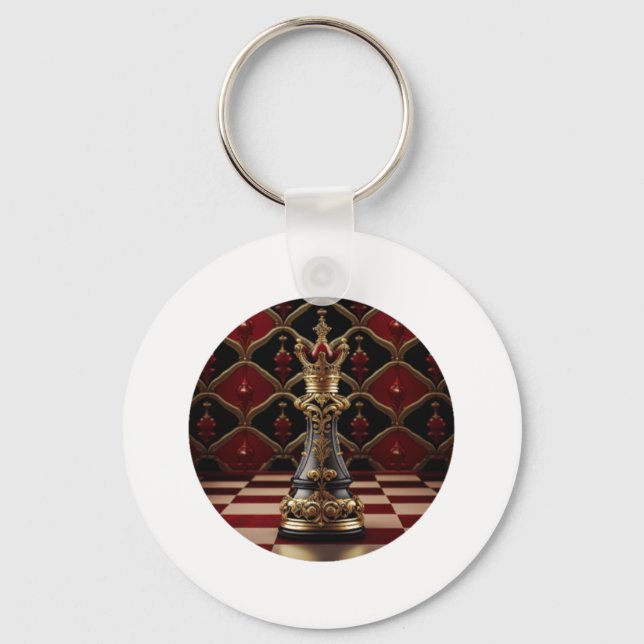Vackra Baroque Styled Chess Biet - drottningen Nyckelring (Framsida)