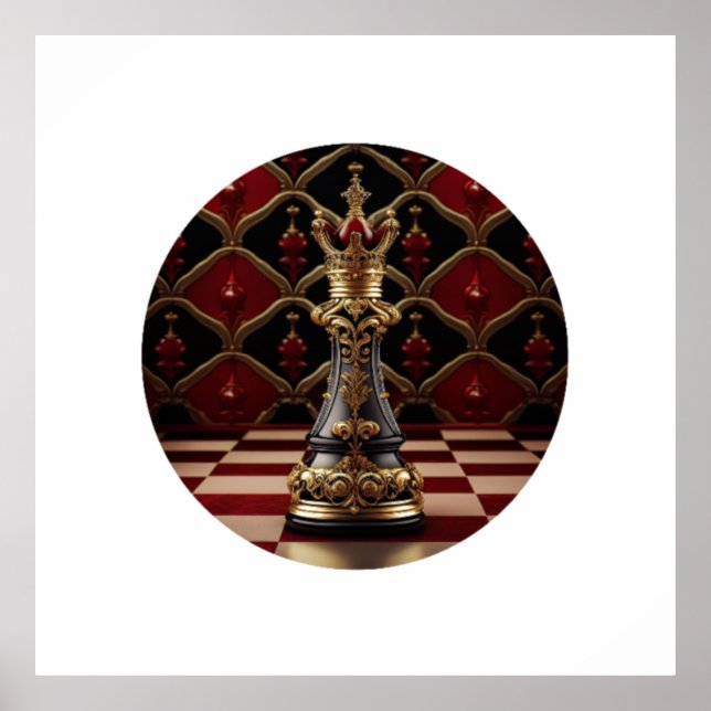 Vackra Baroque Styled Chess Biet - drottningen Poster (Framsidan)