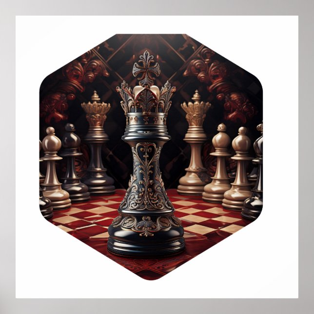 Vackra Baroque Styled Chess Biet - drottningen Poster (Framsidan)