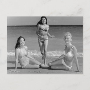Vackra Beach Bikini, sommartid Girls Vykort