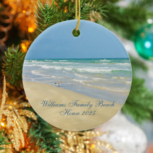 Vackra Beach House Anpassningsbar Family Namn Julgransprydnad Keramik