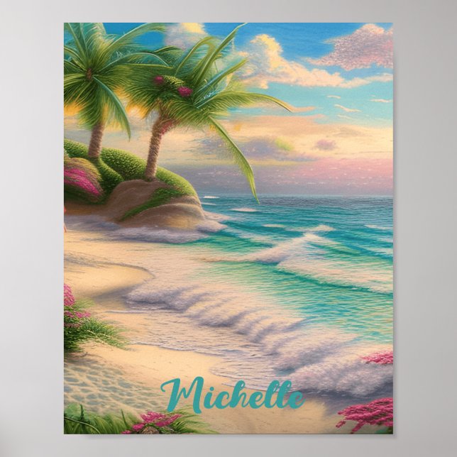 Vackra Beach Ocean Vinkara Snäckor Poster (Framsidan)