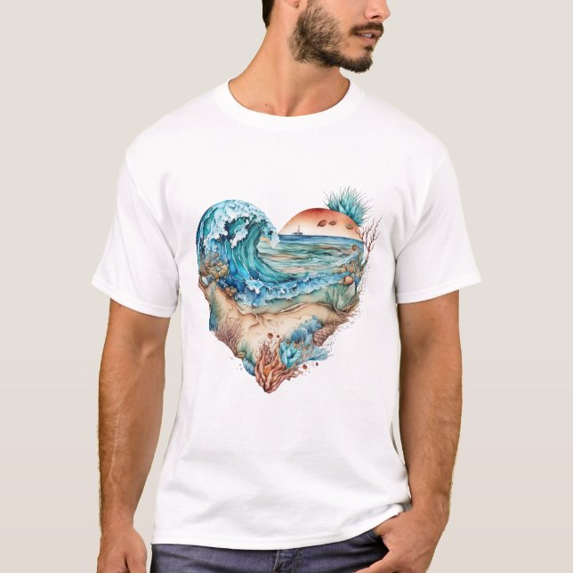 Vackra Beach Sand Vinkarare Träd Snäckor T Shirt (Framsida)