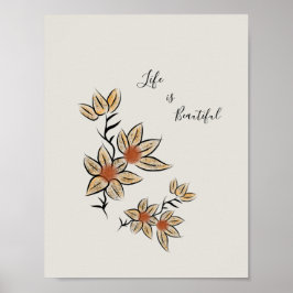 Vackra beige isolerade blommor poster