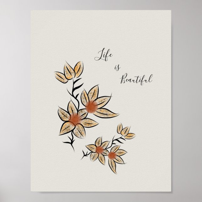 Vackra beige isolerade blommor poster (Framsidan)