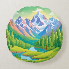 Vackra bergen rund kudde