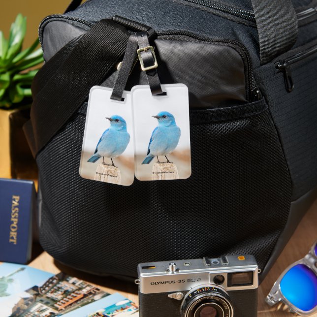 Vackra berget Bluebird Songbird i Beach Bagagebricka (Fram & Baksida)