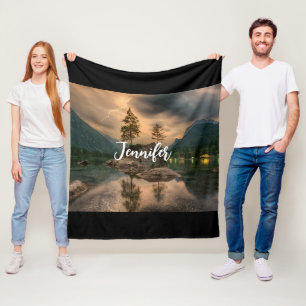Vackra berget Sjö i kvällsfotot Fleecefilt