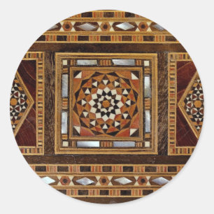 Vackra Berömden mor of pearl inlay work, Damas Runt Klistermärke