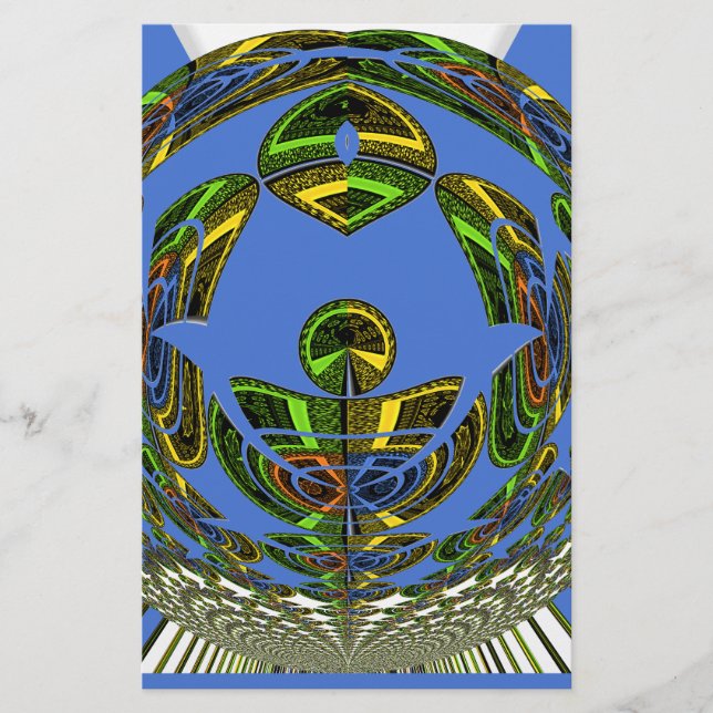 Vackra blå Afrikas traditionella etniska vektor Brevpapper (Framsida)