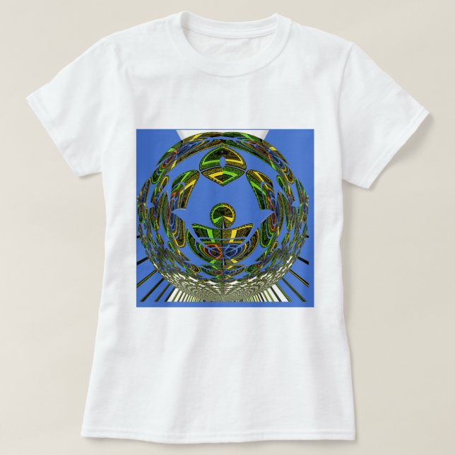 Vackra blå Afrikas traditionella etniska vektor Tee Shirt (Design framsida)