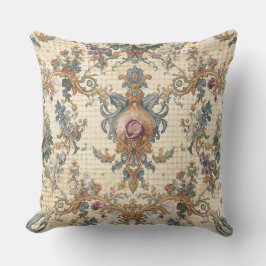 Vackra, blå Beigi-guldornamentblommor Kudde