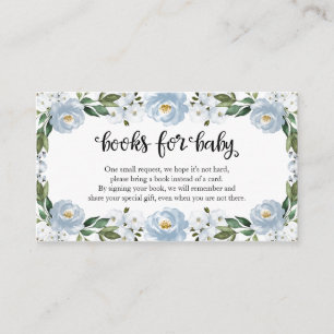 Vackra Blå Blommiga Baby Shower Böcker För Bebis Tilläggskort