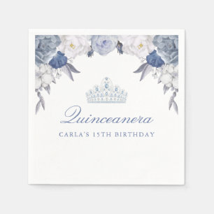Vackra blå Blommigt Quinceanera Pappersservett