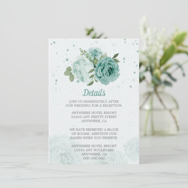 vackra blå blommor grönska botanisk tilläggskort (Stående Fram)