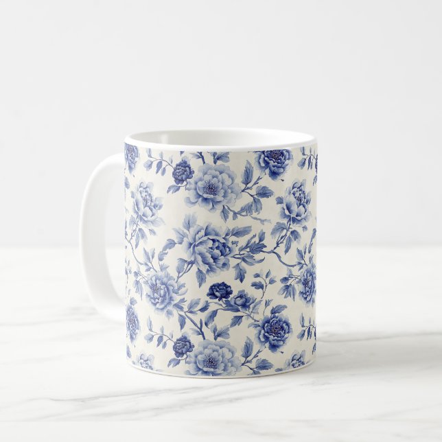 Vackra Blå Blommor Kaffemugg (Framsida vänster)