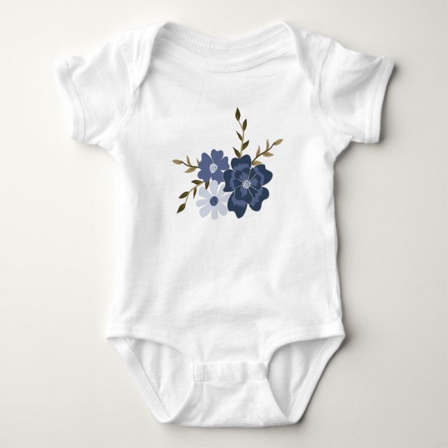 Vackra Blå Blommor Vinrankor Botaniska T Shirt (Framsida)