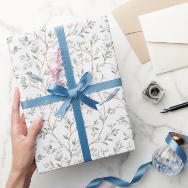 Vackra Blå Fåglar Bröllopsdusch Presentpapper (Gifting)