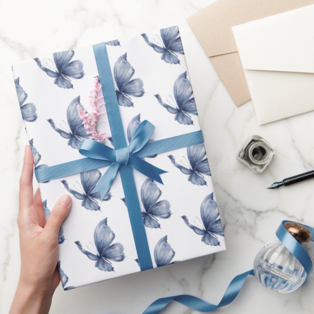 Vackra Blå Fjärilar Födelsedag Presentpapper (Gifting)