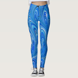 Vackra blå flytande marmorbalar leggings