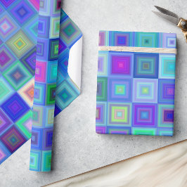 Vackra blå fyrkanter Birthday Giftwrap Presentpapper