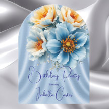 Vackra Blå Gula Blommor Födelsedagsfest