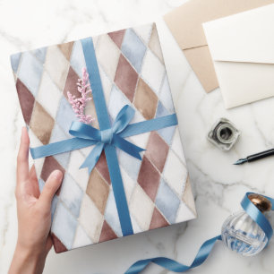 Vackra Blå Kräm Tan Brun Diamanter Födelsedag Presentpapper
