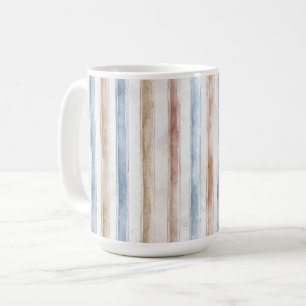 Vackra Blå Kräm Tan Ränder Kaffemugg