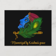 Vackra blå Krishna konst vykort Krishna kort