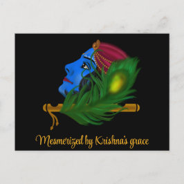 Vackra blå Krishna konst vykort Krishna kort