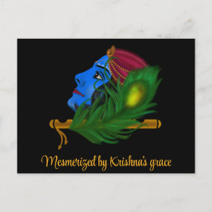 Vackra blå Krishna konst vykort Krishna kort