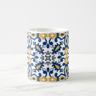 💙💛 Vackra blå och gula Azulejos, Kaffemugg