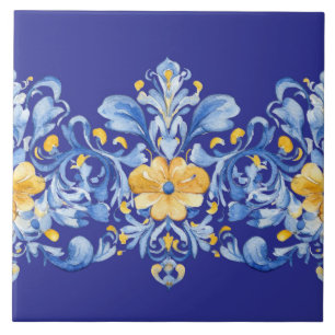 Vackra blå och gula Azulejos Kakelplatta