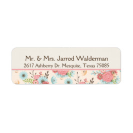 Vackra blå och korallblommiga returadressetiketter returadress etikett