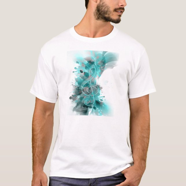 Vackra blåa grått coola stäng blommor löv tee shirt (Framsida)